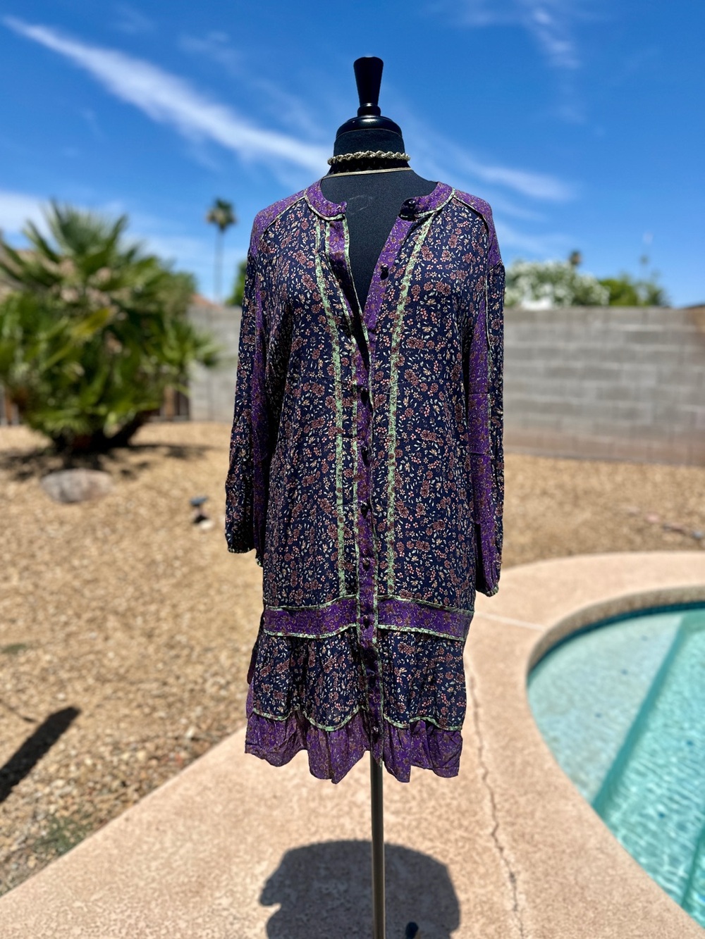 VERONICA BEARD Xanita Floral Ruffle Dress Size 14 Boho Silk Look